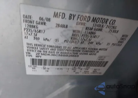 2008 Ford Edge Se из США, поврежденный, VIN 2FMDK36C58BB26665